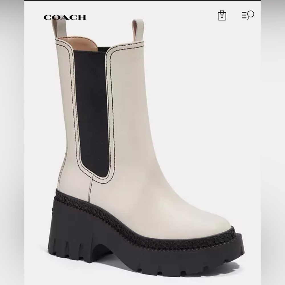 Coach Cream and Black Ankle Boots